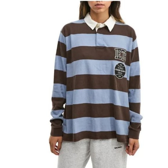 NWOT iets frans Rugby Striped Long Sleeve Polo Shirt - Picture 1 of 4